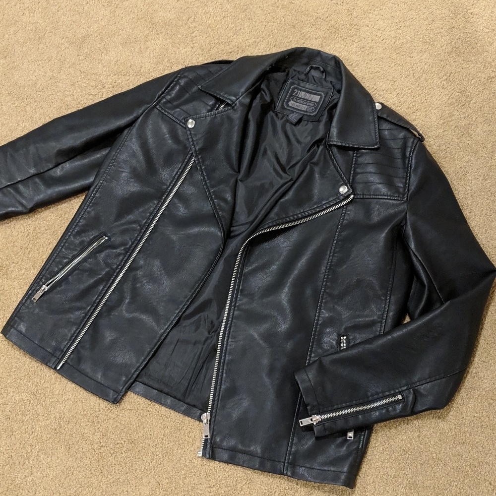 Slim fit black moto / biker jacket size M